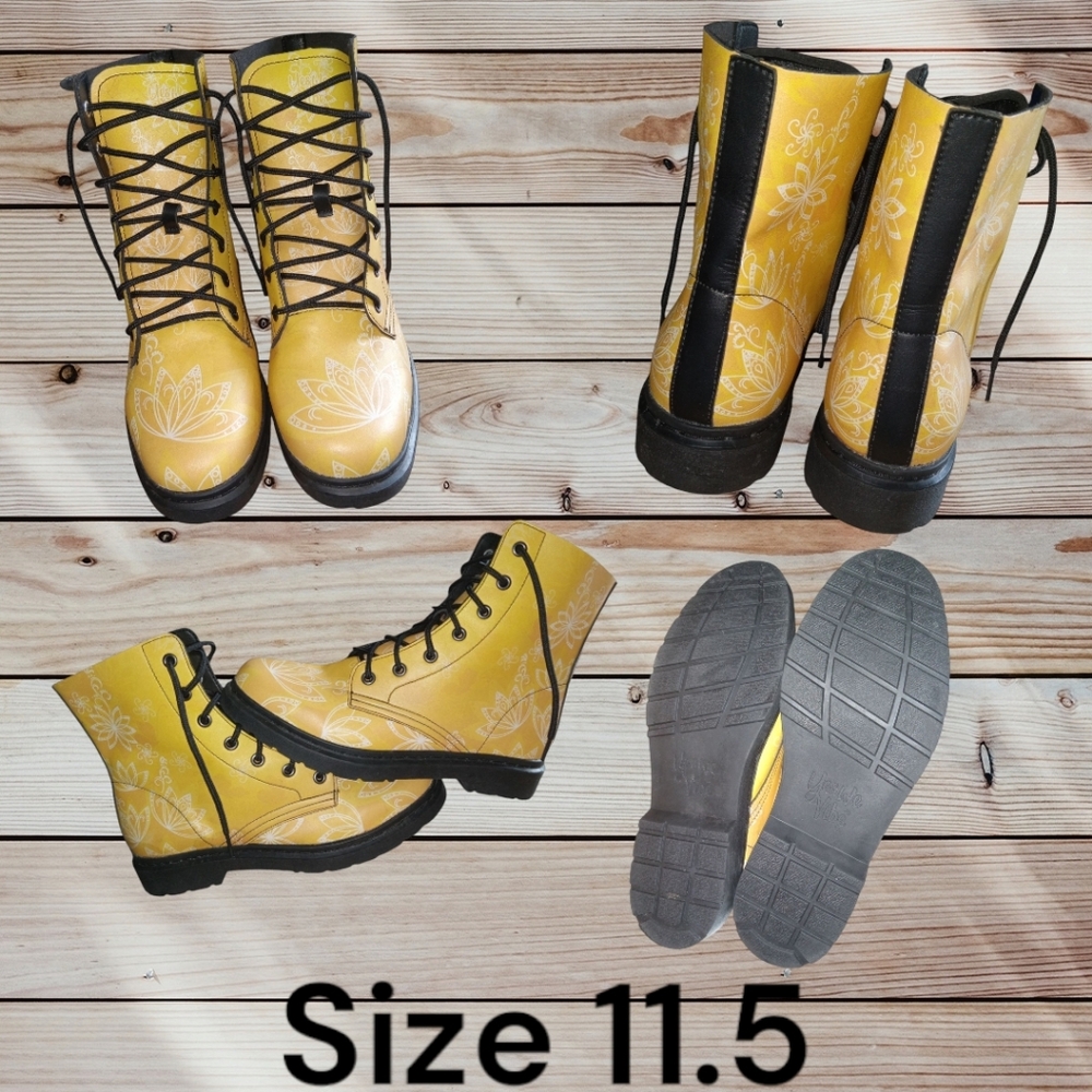 Floral Yellow Ankle Boots for Women